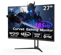 KTC Monitor Gaming Curvo 27 Pulgadas | QHD (2560×1440), 2K@185Hz OC, 1ms GtG, HVA 4000:1, Adaptive Sync, HDR 10, (2×HDMI 2.0, 2×DP 1.4), VESA 100×100