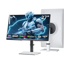 KTC Monitor Mini LED | 27 Pulgadas | 2K@180Hz QHD 2560x1440P | VESA Display HDR1400 | 1ms | Adaptive Sync | 148% sRGB | HDMIx2, DPx1 | Soporte para Montaje Vertical y en Pared | Blanco M27T6