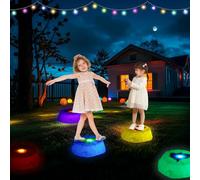 KTCINA 6+8 piedras de equilibrio para niños con luz LED, hasta 150 libras, piedras apilables, piedras de río, juego de equilibrio antideslizante para niños, promover el equilibrio, habilidades motoras