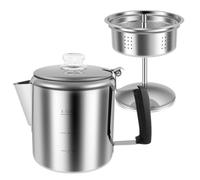 KTCINA Cafetera de acero inoxidable de 6 tazas, ultrasegura, resistente, percoladora, cafetera de camping, cafetera portátil para exteriores, cafetera de acero inoxidable para camping, viajes al aire