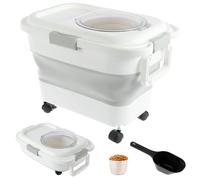KTCINA Contenedor de comida para perros, 15 kg, con ruedas, contenedor de comida para perros, plegable, para almacenamiento de comida para perros