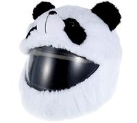 KTCINA Funda de casco para moto de peluche, funda para casco de moto, protección contra polvo, golpes, arañazos, accesorios para cascos de moto (Panda),Blanco