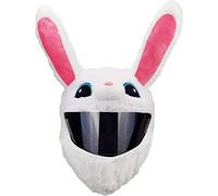 KTCINA Funda de casco para moto de peluche, funda para casco de moto, protección contra polvo, golpes, arañazos, accesorios para cascos de moto (Lapin),Blanco