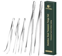 KTFNOMES Juego de 5 pinzas de cocina de acero inoxidable de 12 y 6.3 pulgadas, pinzas de cocina profesionales para cocinar, reparar, mariscos, barbacoa, multiuso