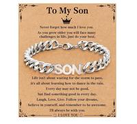 KTGUK Regalos para hijo, pulsera grabada para adolescentes, pulsera de cadena cubana de acero inoxidable hipoalergénica, regalos para hijo, cumpleaños, graduación, regalos de Navidad (plata)