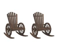 KTHLBRH 2 sillas mecedoras Adirondack de madera maciza de abeto | Madera maciza de abeto, aspecto quemado, asiento ergonómico, reposabrazos con ruedas de carro, uso en jardín y terraza,