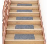 KTHLBRH Alfombrillas autoadhesivas para escalones, 15 unidades, 60 x 25 cm, color gris claro