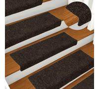 KTHLBRH Alfombrillas autoadhesivas para escalones, 15 unidades, 65 x 21 x 4 cm, color marrón oscuro