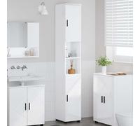 KTHLBRH Alto Armario de Baño con Puertas de Bisagras y Estantes Resistentes, Mueble de Almacenamiento de Madera Sólida con Patas Ajustables y Soporte de Pared, Ideal para Toallas