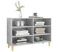 KTHLBRH Aparador gris cemento 103,5 x 35 x 70 cm madera multicapa | 6 estantes, 4 patas de eucalipto macizo, estilo escandinavo, fácil de limpiar