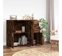 KTHLBRH Aparador roble ahumado 91 x 29,5 x 75 cm madera multicapa | Gran espacio de almacenamiento, tablero de exhibición robusto, montaje sencillo con manual