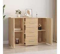KTHLBRH Aparador Roble Sonoma 91 x 29,5 x 65 cm Madera multicapa | 2 puertas, 3 cajones, amplio espacio, superficie de apoyo, diseño minimalista
