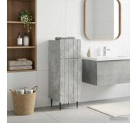 KTHLBRH Armario de almacenamiento para cuarto de baño, color gris hormigón | Material de madera resistente a la humedad, topes de puerta flexibles, perfil compacto, fácil limpieza