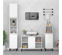 KTHLBRH Armario de Baño con 5 Compartimentos y Puerta, Mueble Lavabo Madera Contrachapada Resistente a la Humedad, Patas de Metal Estables, Fácil Limpieza, Incluye Manual de Montaje