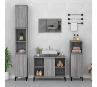 KTHLBRH Armario de Baño con 5 Compartimentos y Puerta, Mueble Lavabo Madera Contrachapada Resistente a la Humedad, Patas Metal Estables, Fácil Limpieza, Incluye Manual
