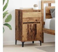 KTHLBRH Armario de Noche con cajón 2 pcs Madera Vieja Mesita de Noche con Almacenamiento, Estante Expositor y Diseño Elegante para Dormitorio 40 x 35 x 70 cm