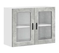 KTHLBRH Armario de Pared de Cocina con Puertas de Vidrio, Estantería de Almacenamiento para Cuencos, Platos y Ollas, Mueble de Madera Ingeniería Resistente a la Humedad