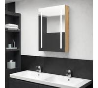 KTHLBRH Armario de Tocador con Espejo LED, Mueble de Baño Moderno con 3 Estantes y Luz Suave, Gabinete de Pared en Melamina MDF para Almacenamiento de Artículos