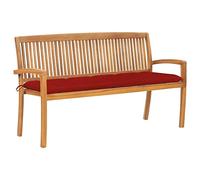 KTHLBRH Banco de jardín apilable de madera para exteriores con respaldo y reposabrazos para terraza, porche, patio trasero, césped, con soporte, 159 cm, madera maciza de teca