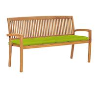 KTHLBRH Banco de jardín apilable de madera para exteriores con respaldo y reposabrazos para terraza, porche, patio trasero, césped, con soporte, 159 cm, madera maciza de teca