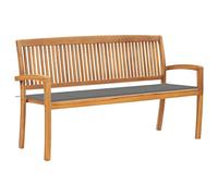 KTHLBRH Banco de jardín apilable, para terraza, adecuado para decoración de porches, exteriores, jardín, terraza, porche, piscina, balcón, con superficie de 159 cm, madera maciza de teca
