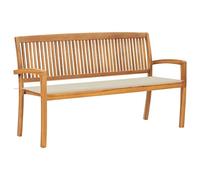 KTHLBRH Banco de jardín apilable, para terraza, adecuado para decoración de porches, exteriores, jardín, terraza, porche, piscina, balcón, con superficie de 159 cm, madera maciza de teca