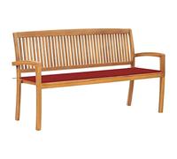 KTHLBRH Banco de jardín apilable, para terraza, adecuado para decoración de porches, exteriores, jardín, terraza, porche, piscina, balcón, con superficie de 159 cm, madera maciza de teca
