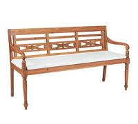 KTHLBRH Batavia - Banco de jardín adecuado para muebles de jardín, asientos al aire libre, parques, terrazas, bancos con respaldo, con acolchado, 150 cm de teca
