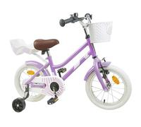 KTHLBRH Bicicleta para niños de 16 pulgadas de acero morado para 4-6 años | Marco de acero, sillín y manillares ajustables, frenos de tiro lineal y tambor, guardabarros, caballete, ruedas de acero y
