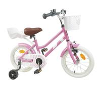 KTHLBRH Bicicleta para niños de 16 pulgadas de acero rosa claro 4-6 años | Sillín y manillares ajustables, frenos de tiro lineal y tambor, sillín ergonómico, guardabarros, caballete