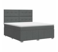 KTHLBRH Cama Box Spring con colchón gris oscuro 140 x 190 cm | Cabecero ajustable 78-88 cm, muelles ensacados, cierre de cremallera, madera de ingeniería, cubrecolchón desenfundable
