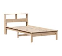 KTHLBRH Cama librería 100 x 200 cm de madera maciza de pino | Base de listones incluida, cabecero con estantes, patas resistentes, sin colchón