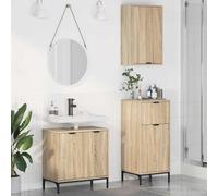 KTHLBRH Conjunto de Muebles de Baño Contemporáneo con Gabinete para Lavabo y Dos Gabinetes de Almacenamiento - Diseño Moderno con Puertas con Bisagras y Estantes