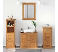 KTHLBRH Conjunto de Muebles de Baño Rústico en Madera de Pino Macizo con Espejo Plano y Estantes de Tablero para Almacenamiento Organizado y Decoración Natural