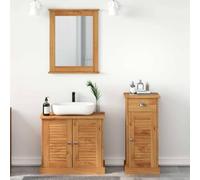 KTHLBRH Conjunto de Muebles de Baño Rústico en Madera Maciza de Pino con Espejo Plano y Estantes de Tablero para Almacenamiento Puertas con Bisagras Decoración