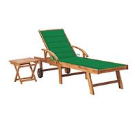 KTHLBRH 【Entrega flash】 Tumbona para exteriores, silla de ocio para todo tipo de climas, adecuada, patio, jardín, playa, piscina, balcón, con mesa y cojín de madera maciza de teca