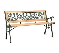 KTHLBRH 【Envío rápido】 Banco de jardín, banco de terraza, adecuado para decoración de porches, exteriores, jardín, terraza, porche, piscina, balcón, 122 cm de hierro fundido y madera maciza de abeto