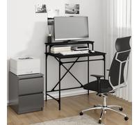 KTHLBRH Escritorio de Hierro y Madera contrachapada Negro Escritorio Industrial de Oficina con Estante Superior y Estructura de Hierro Resistente 80x50x90 cm