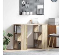 KTHLBRH Escritorio de madera de roble Sonoma 90 x 50 x 75 cm con estantes | Estantería de almacenamiento, superficie robusta, antideslizante, minimalista, rectangular, fácil de limpiar, oficina en casa