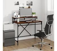 KTHLBRH Escritorio de roble ahumado, 100 x 50 x 90 cm, madera y hierro, escritorio secretario, escritorio, escritorio, mesa de ordenador, diseño que ahorra espacio, ideal para la oficina en casa