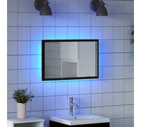 KTHLBRH Espejo de Baño con Luz LED y Marco de Madera de Ingeniería - Espejo de Pared con Reflejo Nítido para Maquillaje y Aseo Personal, Montaje en Pared sin Ocupar