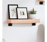KTHLBRH Estante de Pared Rústico de Madera Maciza de Roble con Borde Natural, Estantería de Almacenaje Versátil para Baño, Cocina o Escritorio, Superficie Sin Acabar