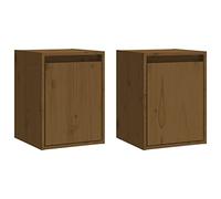 KTHLBRH Estantería flotante para baño, estantería para plantas, estantería flotante, armarios de pared, 2 unidades, color marrón miel, 30 x 30 x 40 cm, madera maciza de pino para oficina, dormitorio