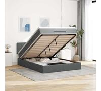 KTHLBRH Estructura de cama familiar cama doble dormitorio muebles otomana cama con colchón y LED gris oscuro 140 x 200 cm tela