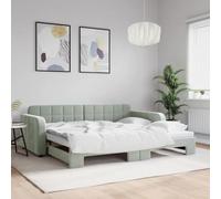 KTHLBRH Estructura de cama familiar, cama doble, muebles de dormitorio, cama de día, extensible, color gris claro, 90 x 200 cm, terciopelo
