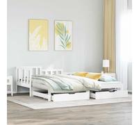 KTHLBRH Estructura de cama familiar, cama doble, muebles de dormitorio, cama de día, extensible, con cajones, sin colchón, color blanco, 90 x 190 cm