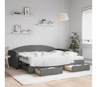 KTHLBRH Estructura de cama familiar, cama doble, muebles de dormitorio, cama de día, extensible, con cajones, gris oscuro, 90 x 200 cm, tela