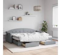 KTHLBRH Estructura de cama familiar, cama doble, muebles de dormitorio, cama de día, extensible, con cajones, gris claro, 80 x 200 cm, tela