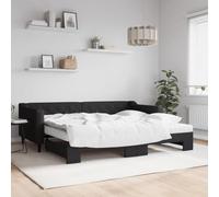 KTHLBRH Estructura de cama familiar, cama doble, muebles de dormitorio, cama de día, extensible, con colchones, color negro, 90 x 200 cm, tela