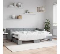 KTHLBRH Estructura de cama familiar, cama doble, muebles de dormitorio, cama de día, extensible, con colchón, gris claro, 80 x 200 cm, tela